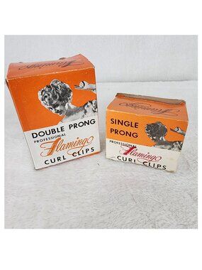 Vintage Flamingo Professional Curl Clips 96 Double Prong, 32 Single Prong